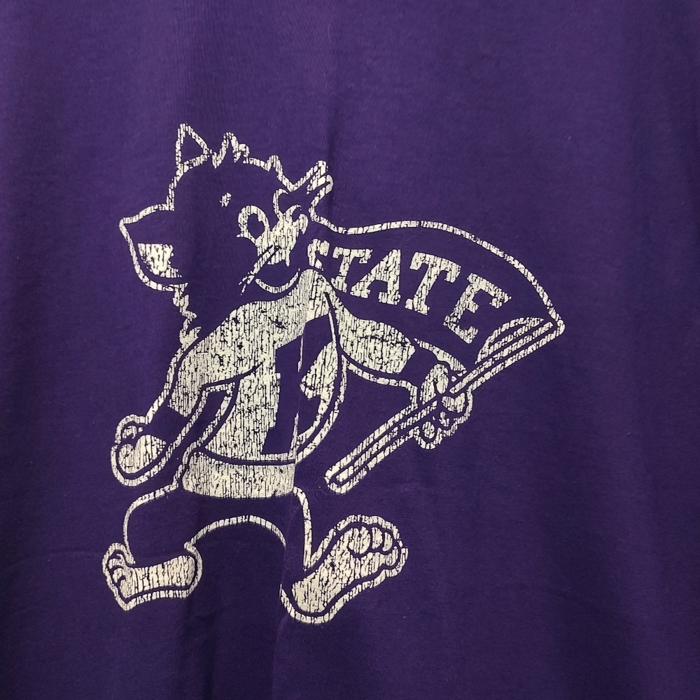 Kansas State University Wildcats Y2K Old Willie Distressed T-shirt Purpl…
